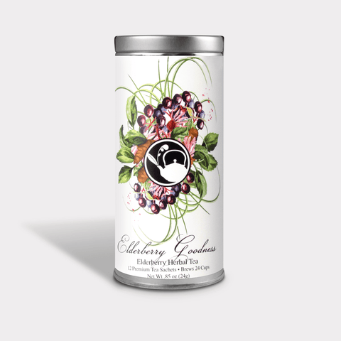 Elderberry Goodness Herbal Tea - 12 Tea Sachets - Tall Tin