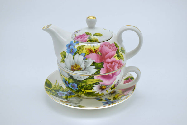 Tea for One Gift Set. Wildflowers, Roses, Daisies, Peonies