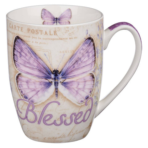 Blessed Purple Butterfly Coffee Mug - Jeremiah 17:7