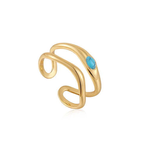 Turquoise Wave Double Band Adjustable 27.60 55.20  Ring
