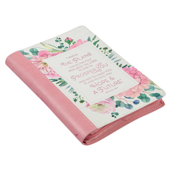 The Plans Pink Bouquet Faux Leather Classic Journal with Zip