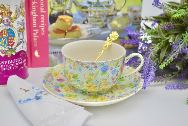 Easter Spring Tulips, Bulb Flowers Teacup and Saucer