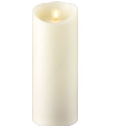 3.5" x 9" Moving Flame Ivory Pillar Candle Vanilla Scented