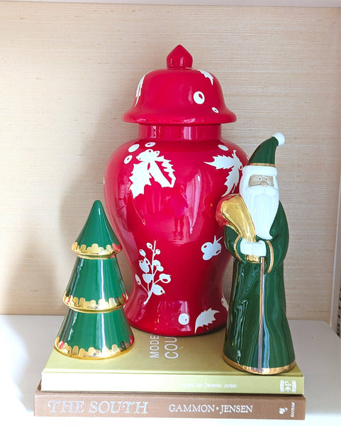 Deck the Halls Ginger Jars in Red