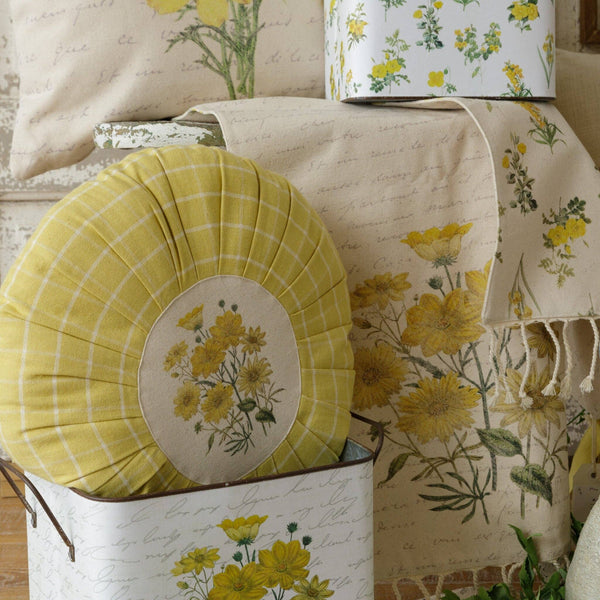 Round Pillow - Yellow Flowers (PC)