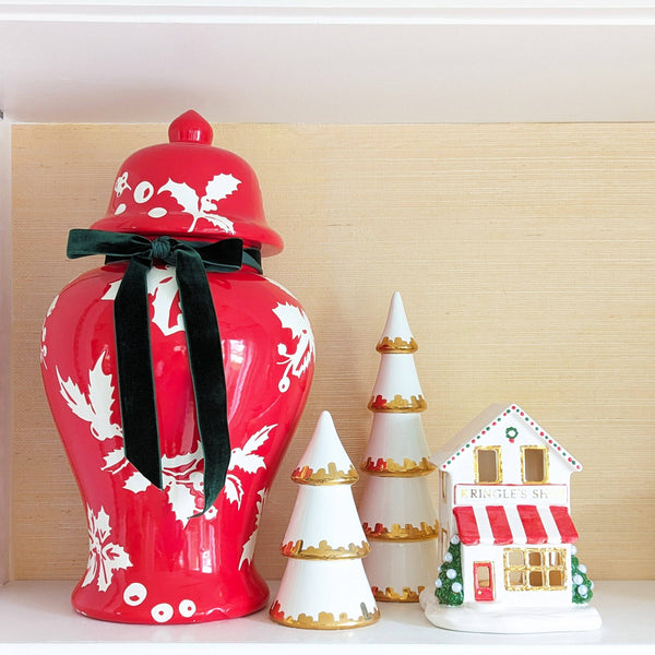 Deck the Halls Ginger Jars in Red