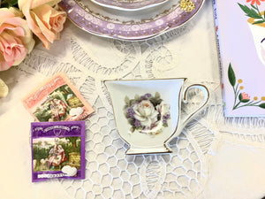 Tea bag Holder. White Rose Hydrangea Teacup. Party Favor