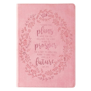 I Know the Plans Pink Slimline Faux Leather Journal - Jeremi