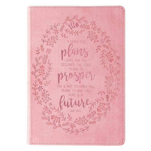 I Know the Plans Pink Slimline Faux Leather Journal - Jeremi