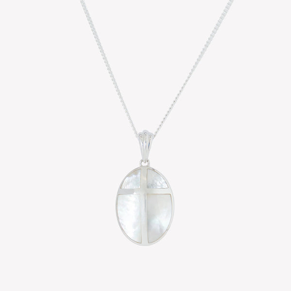 Mother Of Pearl Cross Pendant Necklace