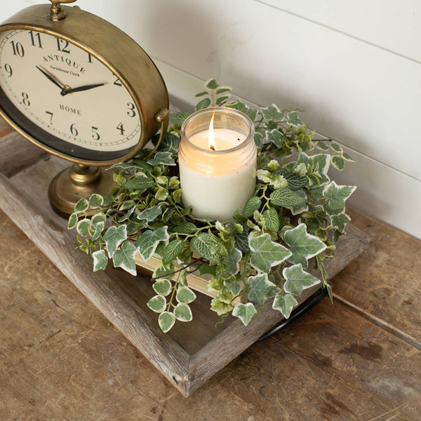 14" MIXED FOLIAGE CANDLE RING