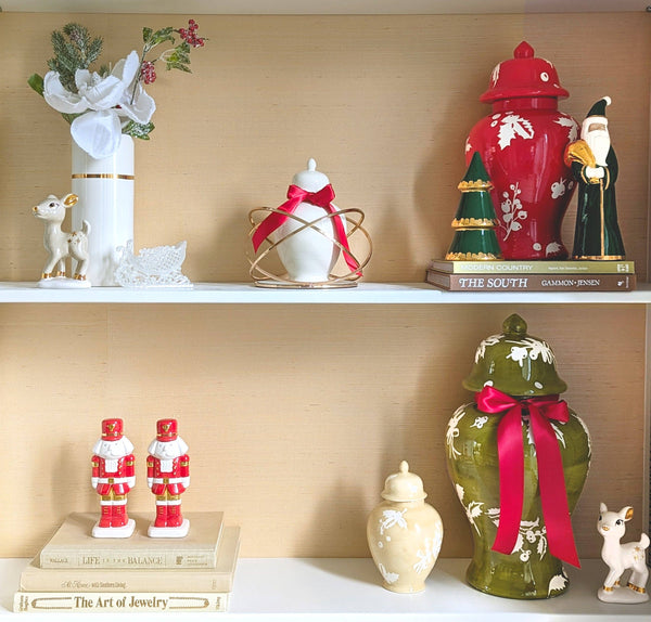 Deck the Halls Ginger Jars in Red