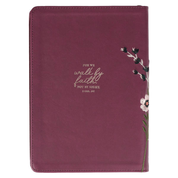 Walk By Faith Beet Red Faux Leather Classic Journal with Zip