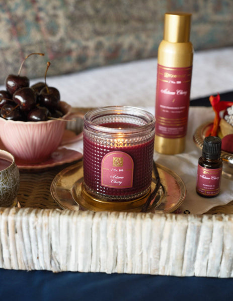 Autumn Cherry - Textured Glass Candle - 11 EA