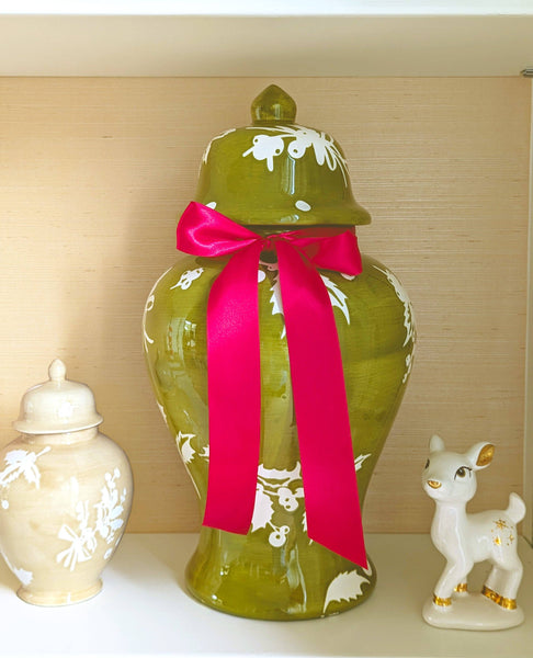 Deck the Halls Ginger Jars in Moss Green