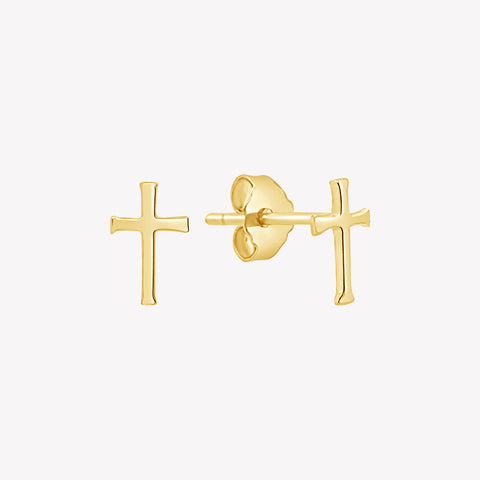 Gold vermeil mini cross stud earrings by Rizen Jewelry