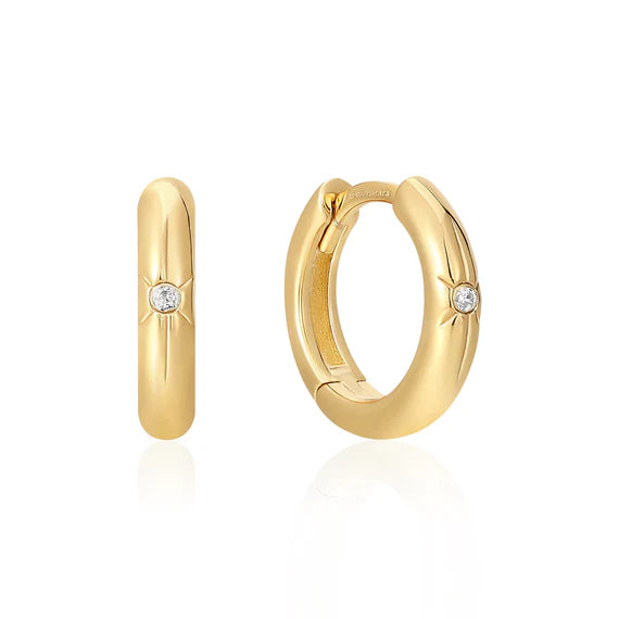 Gold Star Huggie Hoop Earrings