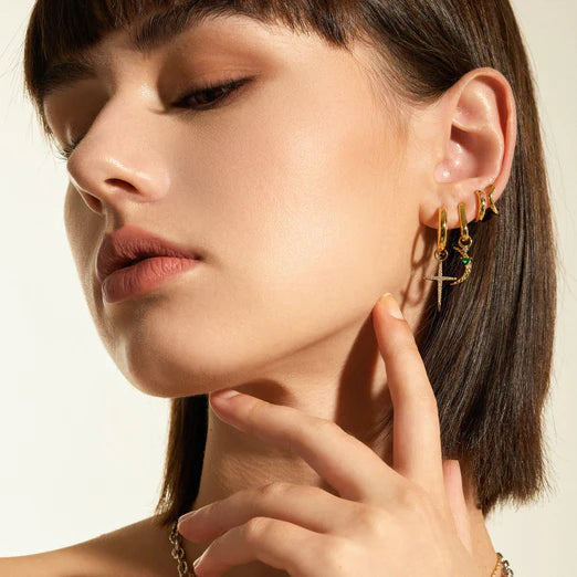 Gold Star Huggie Hoop Earrings