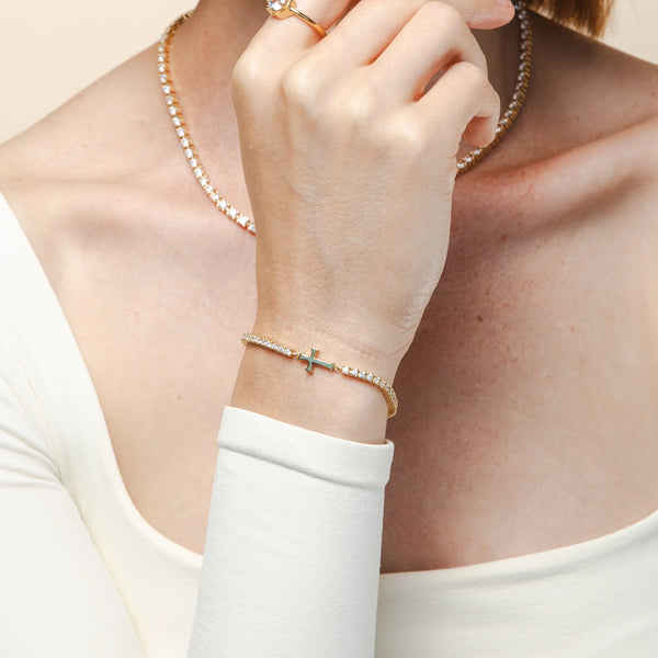 Luminous Cross Tennis Bracelet
