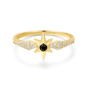 Zoom Gold Black Onyx Star Ring