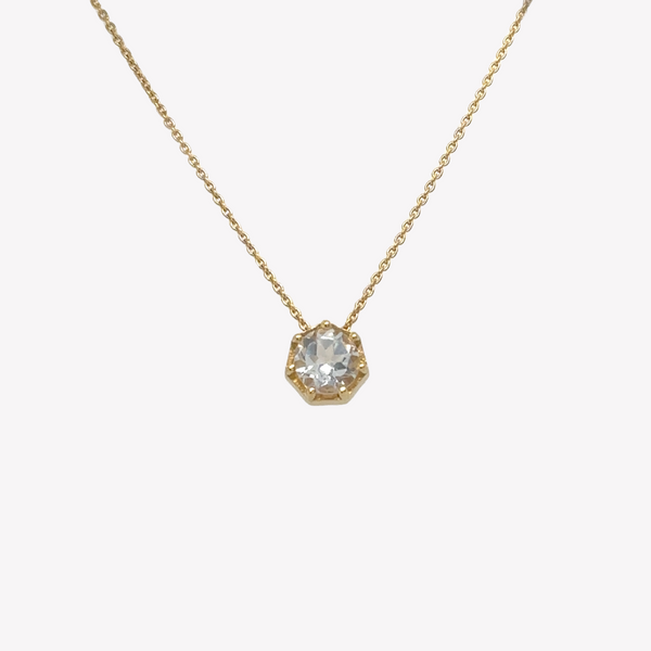 Ebenezer Solitaire White Topaz Necklace