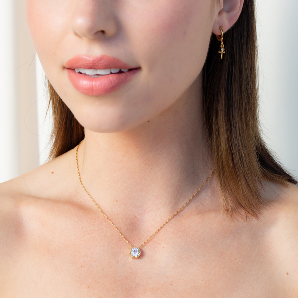 Ebenezer Solitaire White Topaz Necklace