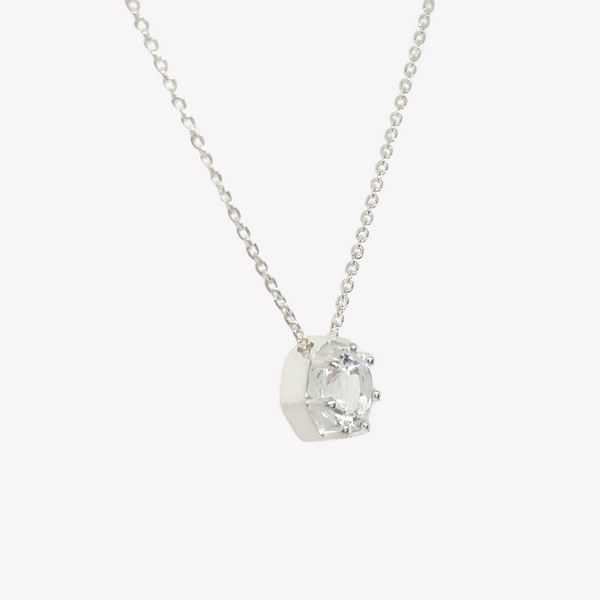 Ebenezer Solitaire White Topaz Necklace