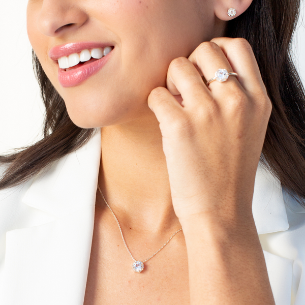 Ebenezer Solitaire White Topaz Necklace