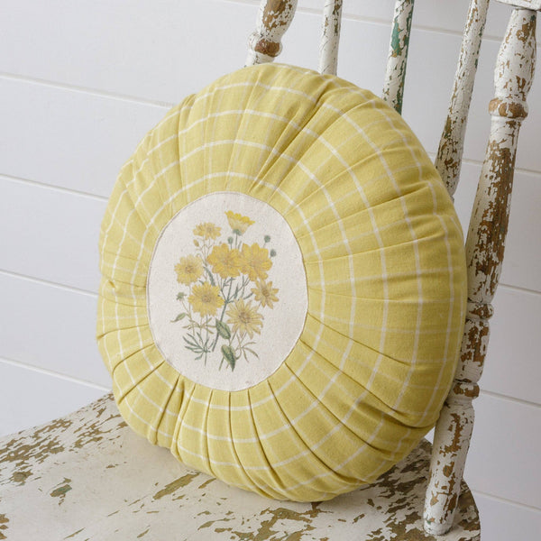 Round Pillow - Yellow Flowers (PC)