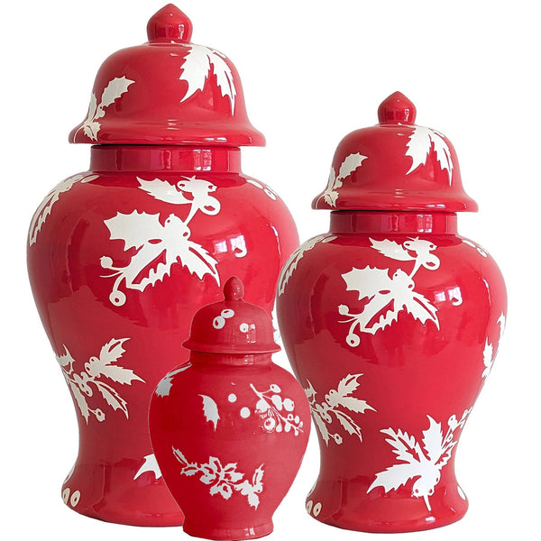 Deck the Halls Ginger Jars in Red