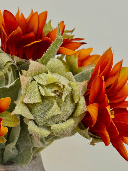 16"Fall Artificial Sunflower bundle-Flocked Stems