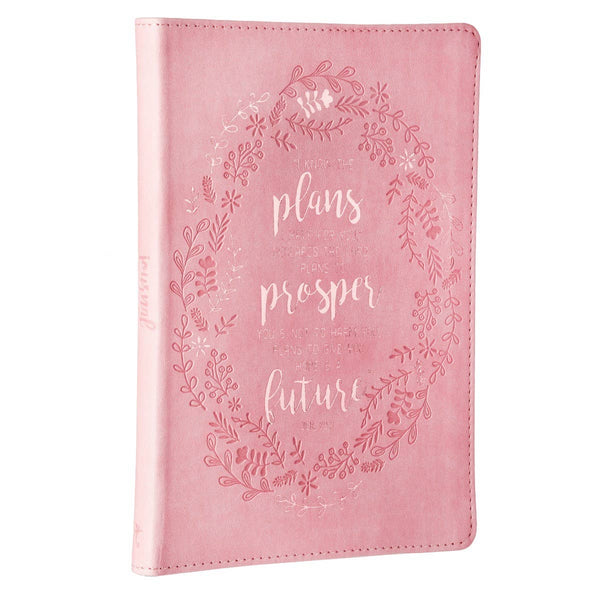 I Know the Plans Pink Slimline Faux Leather Journal - Jeremi