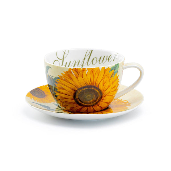 Sunflower 15oz Fine Porcelain Breakfast Jumbo Cup and Saucer