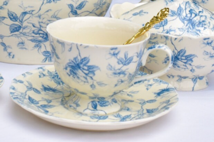 Vintage Blue Floral Teacup and Saucer