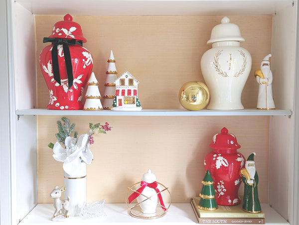 Deck the Halls Ginger Jars in Red