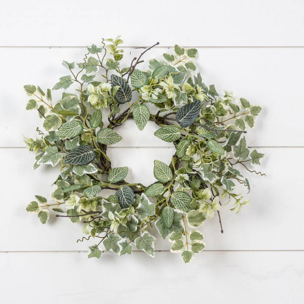 14" MIXED FOLIAGE CANDLE RING