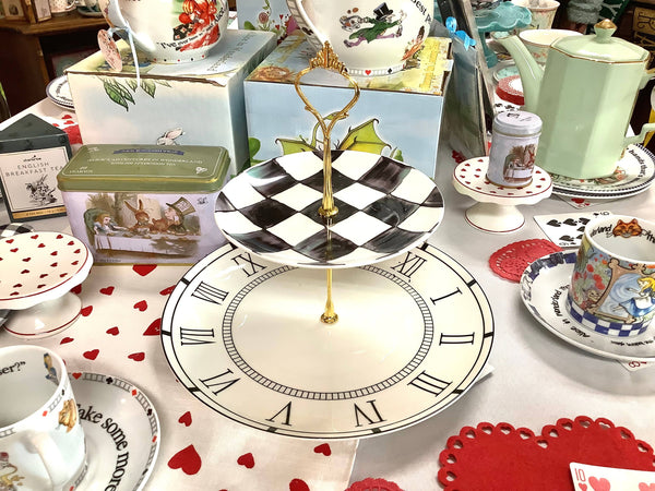 Alice Tea Party Wonderland Clock Tiered Cake Stand Platter