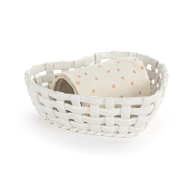 Heart Bread Basket with Towel