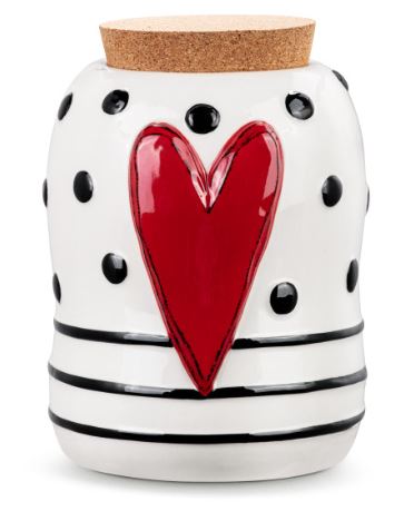 Red Heart Medium Cork Lid Canister