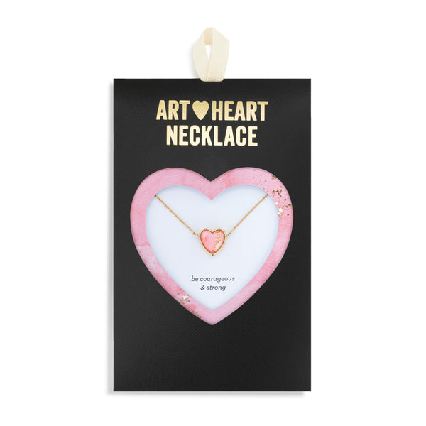 Art Heart Necklace - Be Courageous & Strong