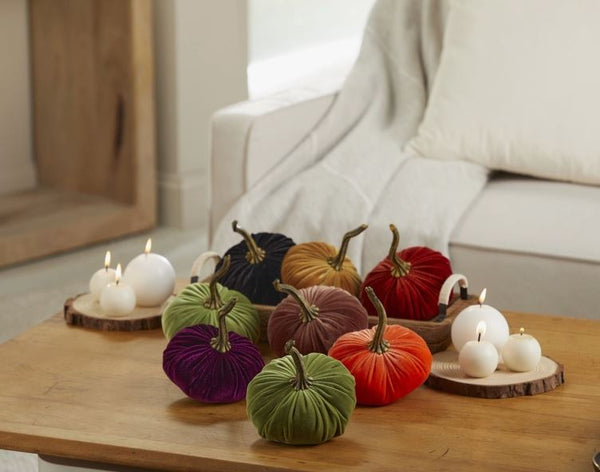 Handmade Small Velvet Pumpkins Fall Centerpiece