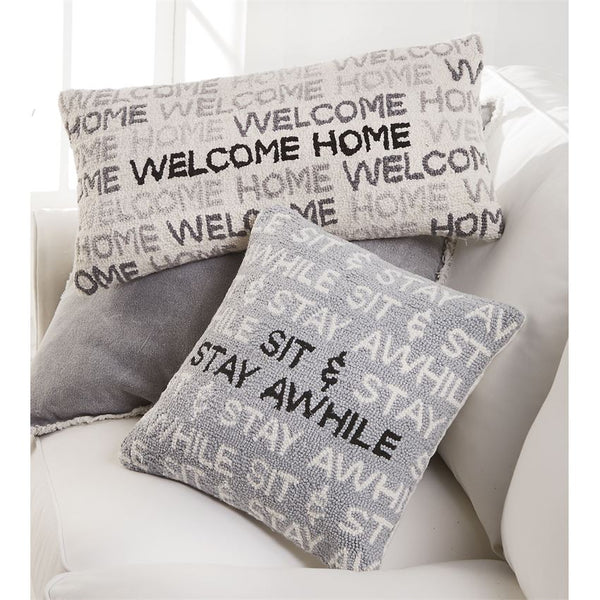 WELCOME HOME WOVEN HOOKED LUMBAR PILLOW