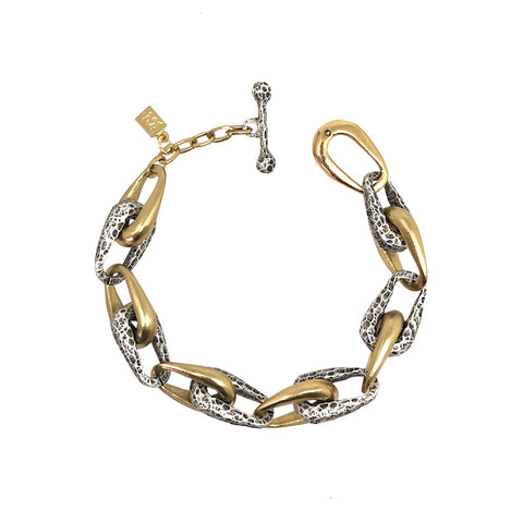 TWO TONE CONNECTED LINK BRACELET