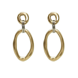 GOLD LARGE AND SMALL LINK CONNECTOR EARRING