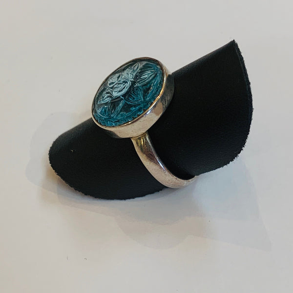 Aquamarine Carved Ring