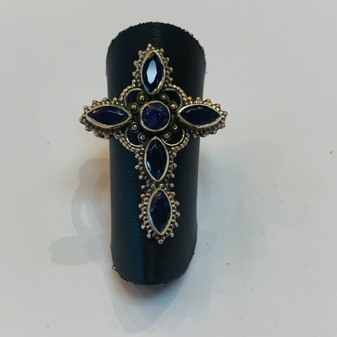 Blue Sapphire Cross Ring