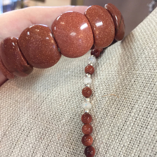 Carmel Agate/Sunstone Necklace and Bracelet Set #12