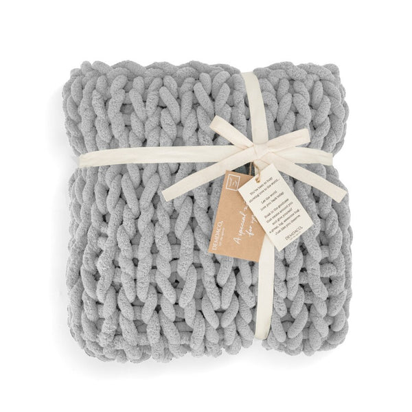 Chunky Knitted Blanket- Gray - Comfort Accessory
