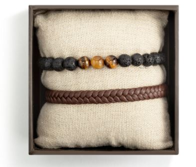 Men's Leather Bracelet S/2 - Brown