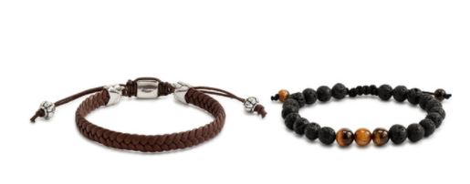 Men's Leather Bracelet S/2 - Brown